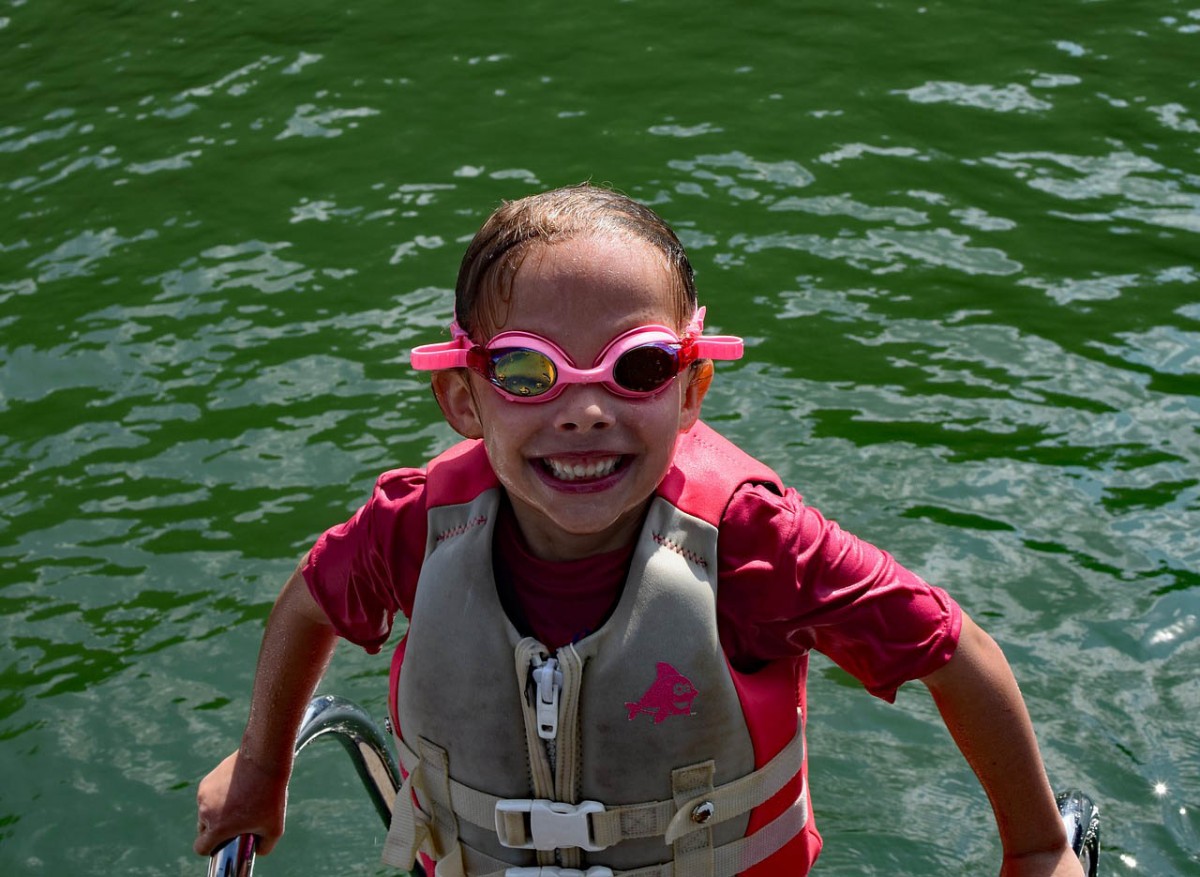 girl with swimming goggles
